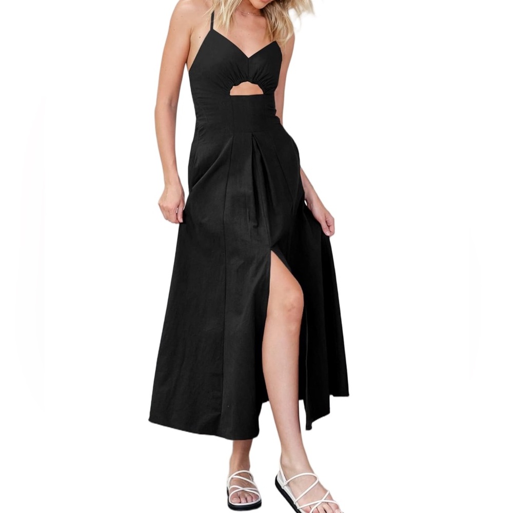 BTFBM Black strappy Maxi Dress with cutout-NWT - Picture 3 of 8